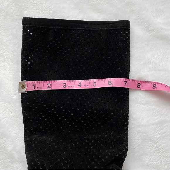 NWOT Perforated Stacked Heel Black Boots - Picture 8 of 12